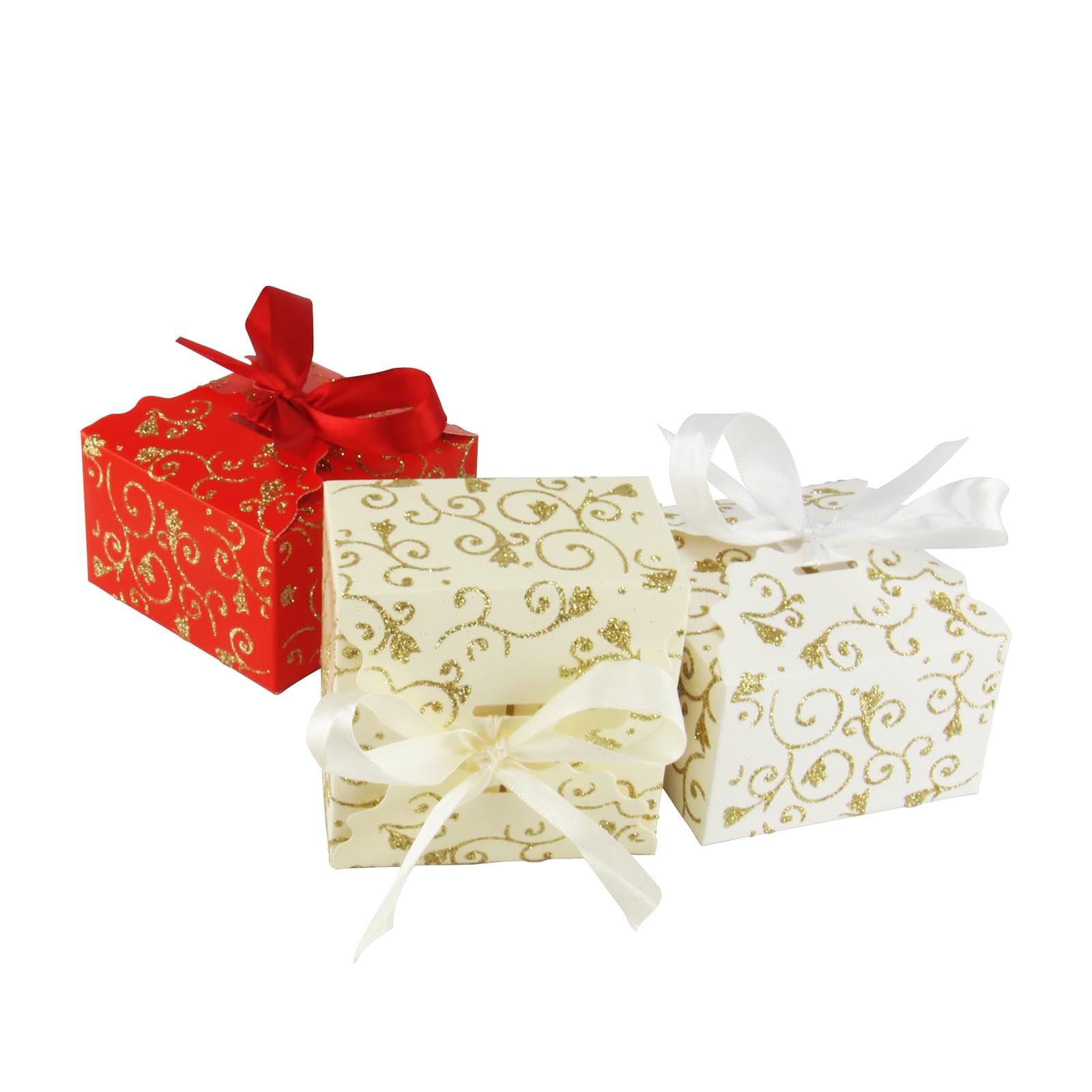 Large Glitter Swirl Favour Boxes with Ribbon