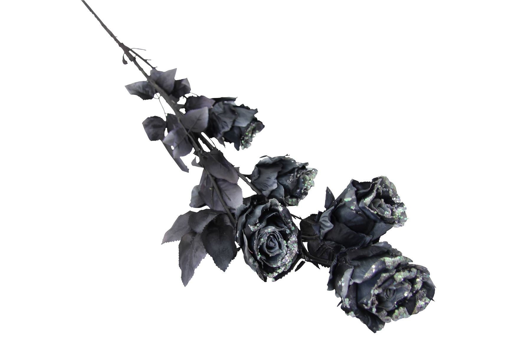 5 Head Gothic Glitter Rose Spray