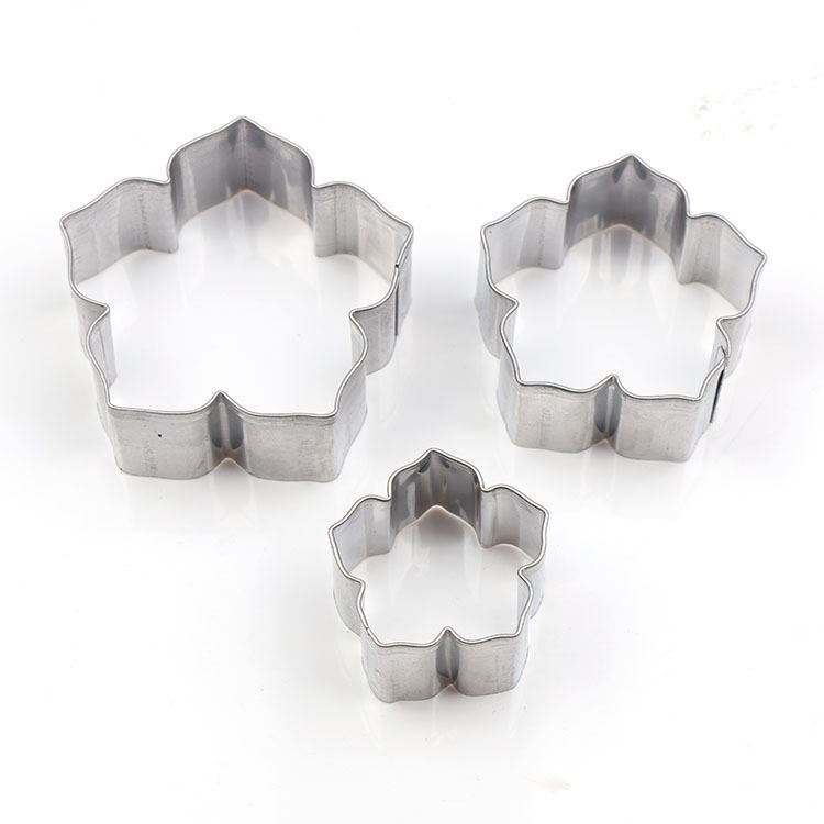 Set of 3 Morning Glory Star Flower Cookie Cutters - Lily Fondant Blossom Ivy