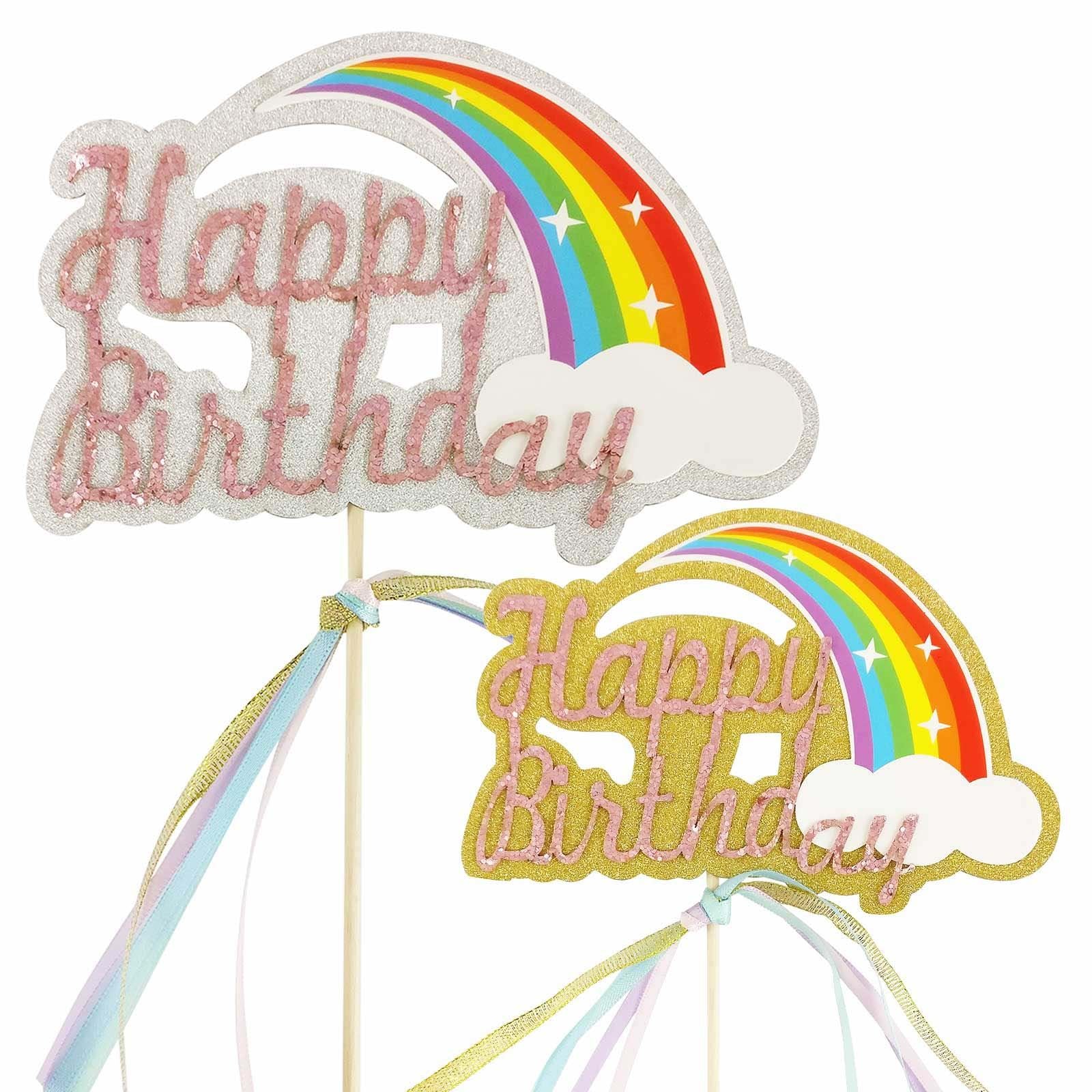 Rainbow Happy Birthday Cake Topper