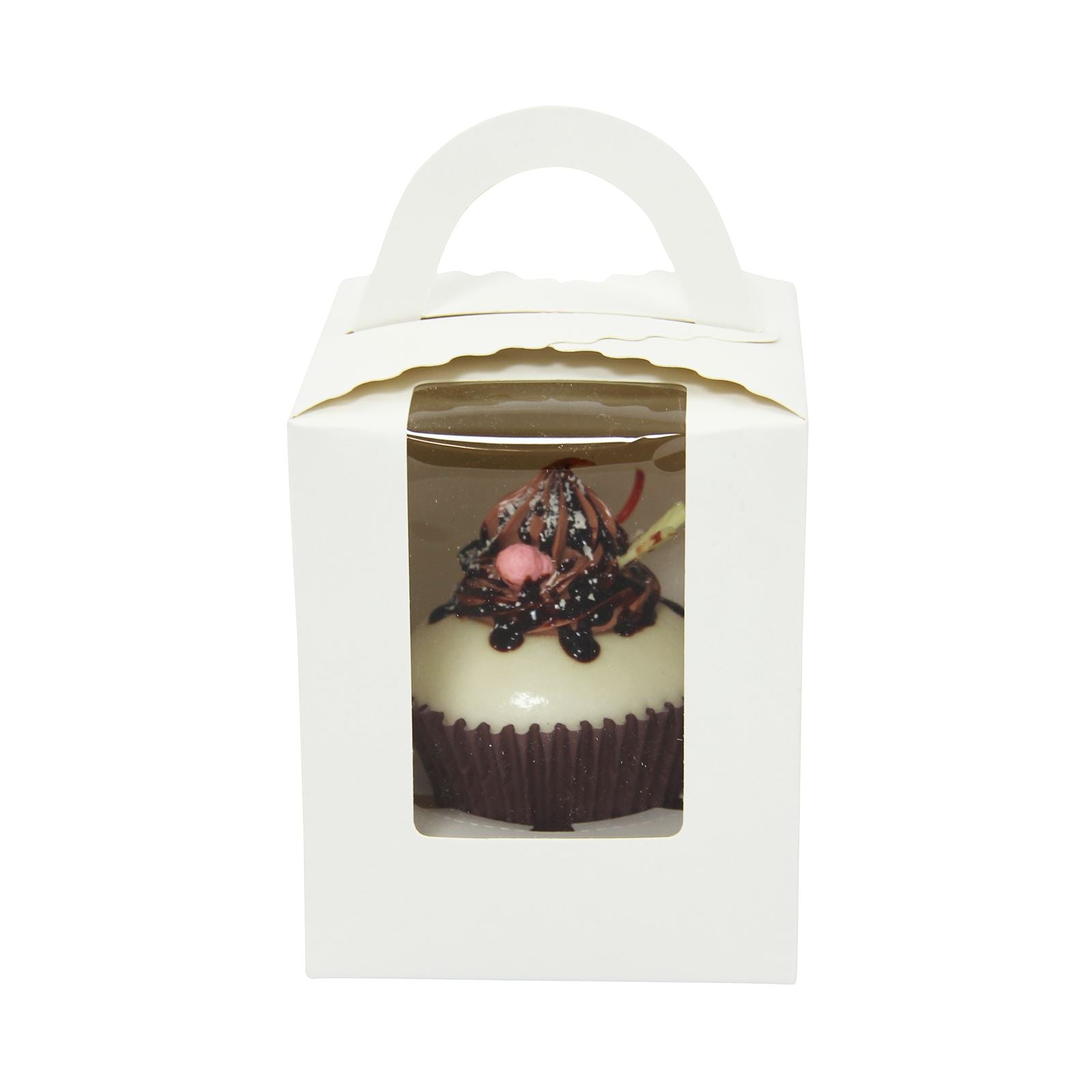 Large Coloured Single Cupcake Boxes with Window and Handle
