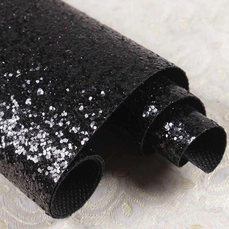Chunky Glitter Fabric Wallpaper 16cm Borders