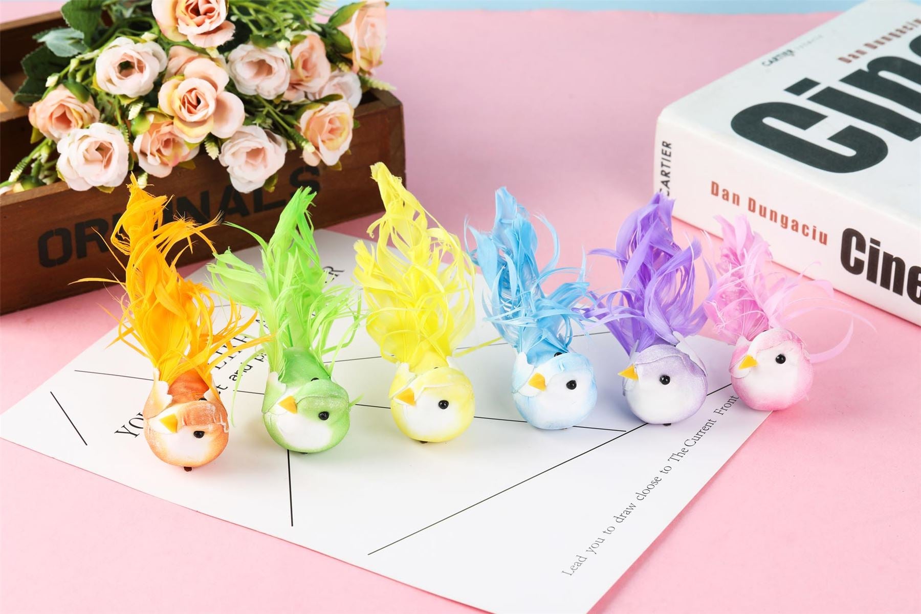 Set of 12 Feather Multicolour Premium Birds