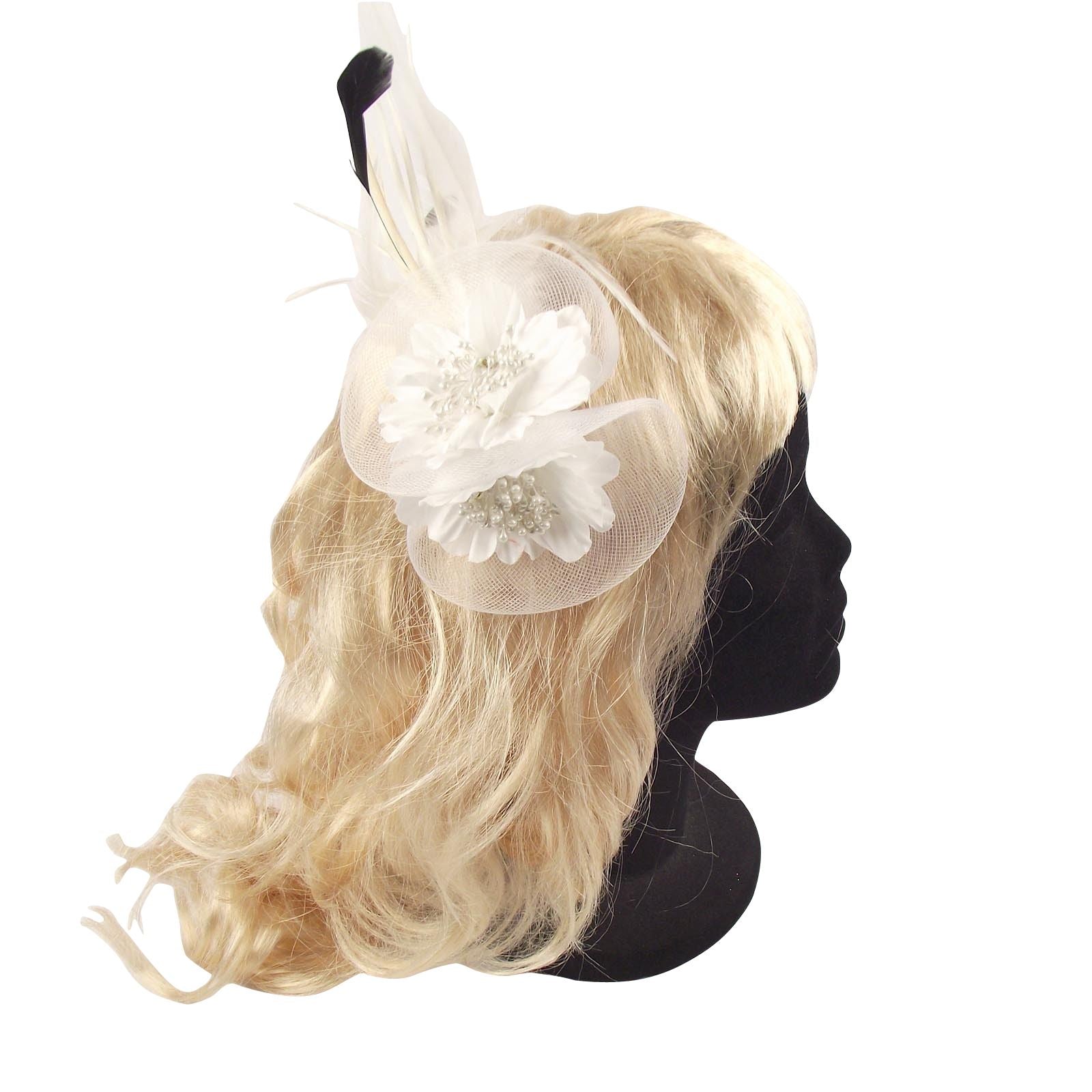 Netted Double Flower with Diamante Head Piece