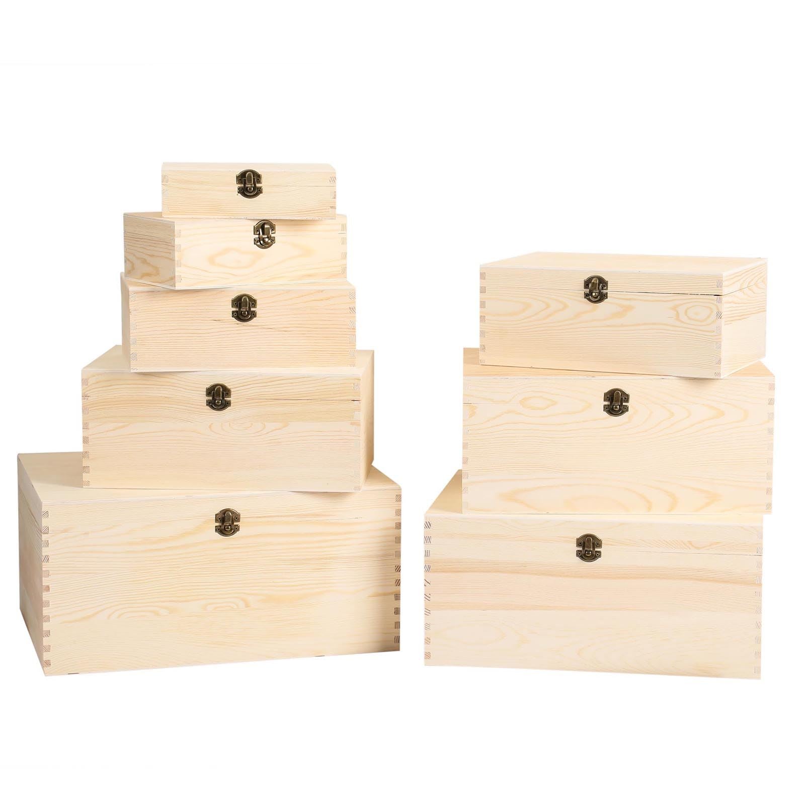 Set of 8 Nesting Wooden Chest Boxes