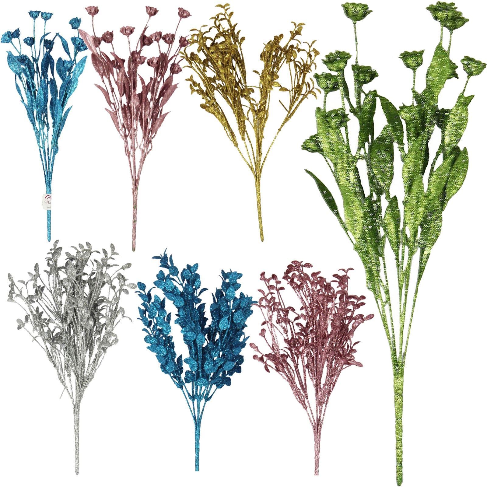 Heavy Glittered Mix Flower and Foliage Bunches