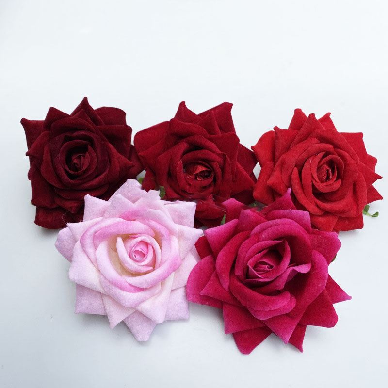 Premium Velvet Single Roses with Wire Stem