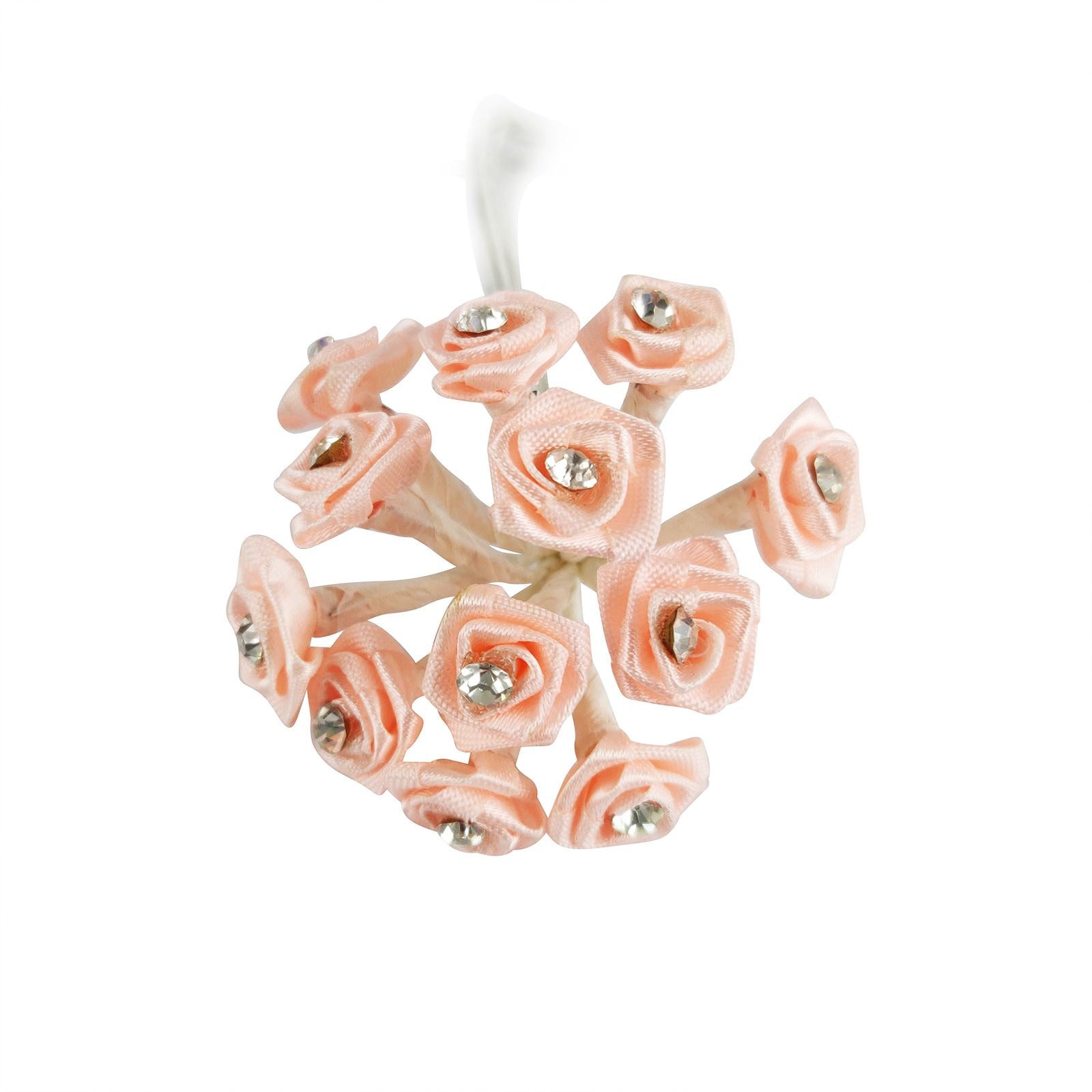Bundle of 12 Mini Satin Diamante Roses