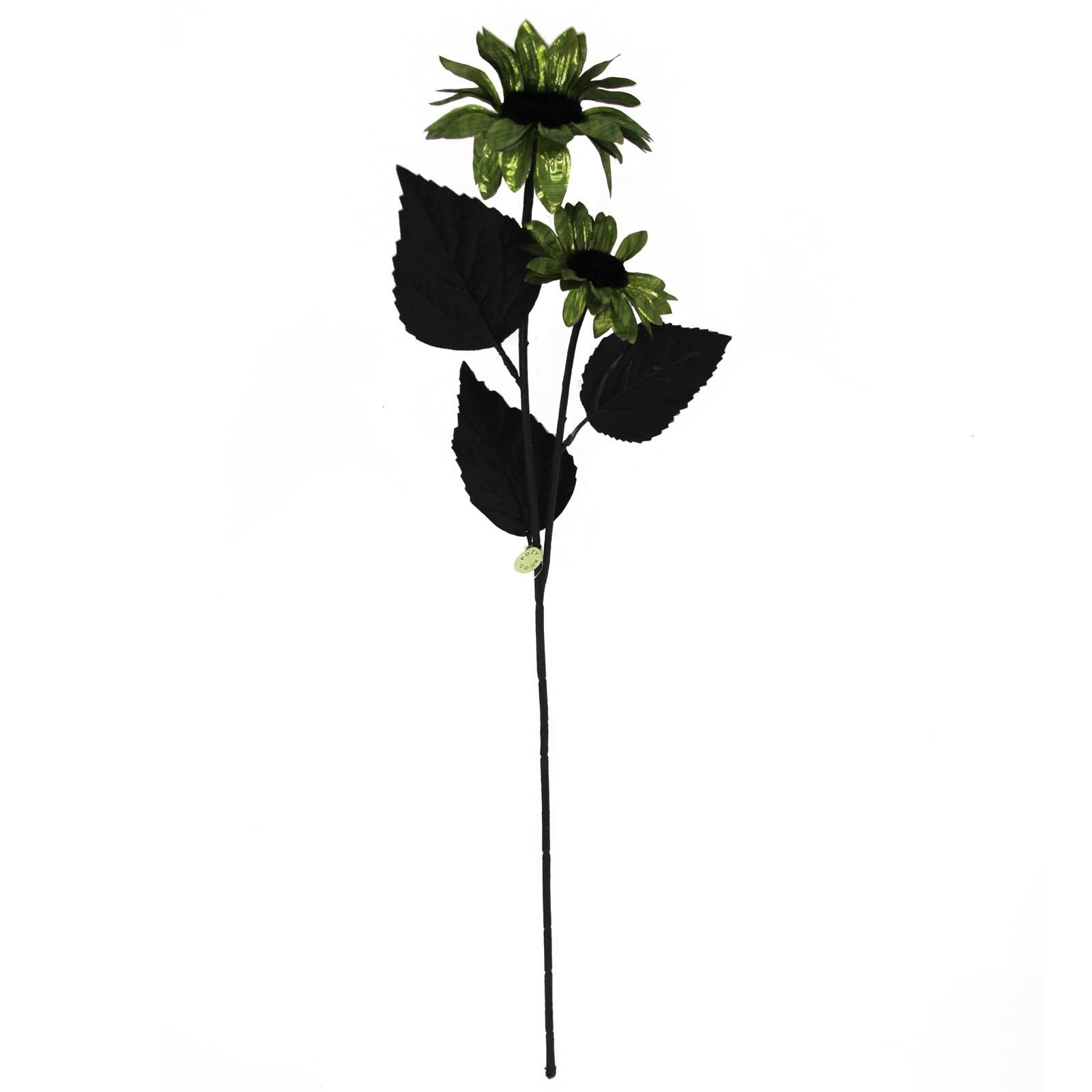 Box of 12 2 Head Green Metallic Sunflower Spray