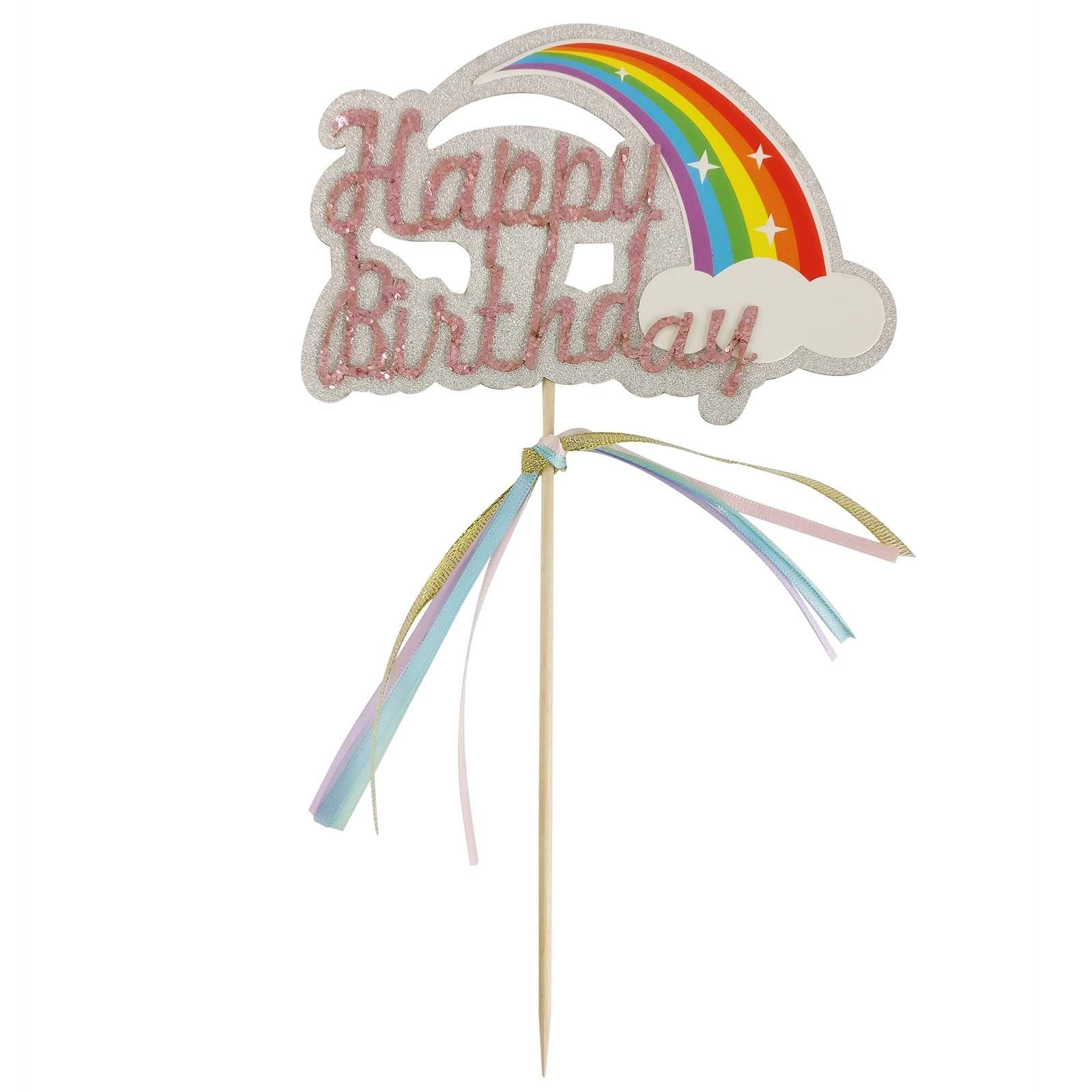 Rainbow Happy Birthday Cake Topper