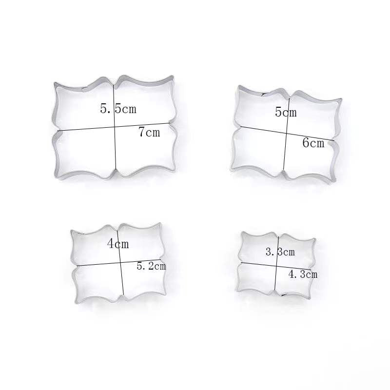 Set of 4 Plaque Frame Stainless Steel Cookie Cutters