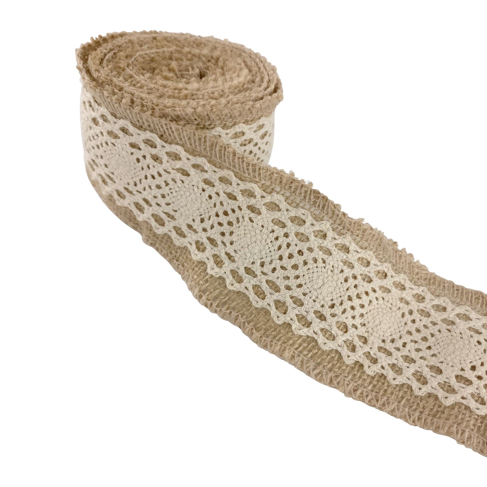 Lace and Pearl Rustic Hessian Ribbon