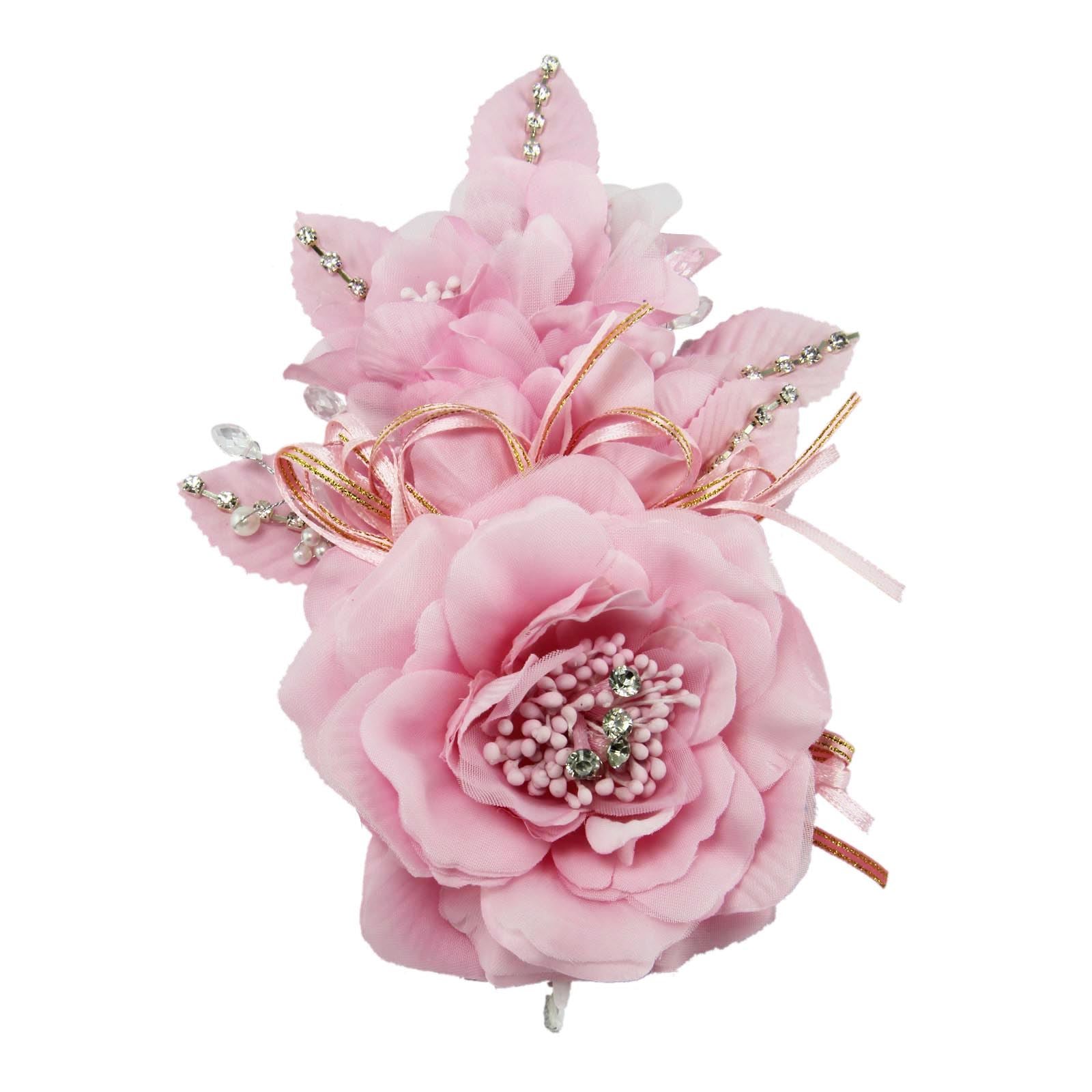 Long Premium Rose and Diamante Fascinator