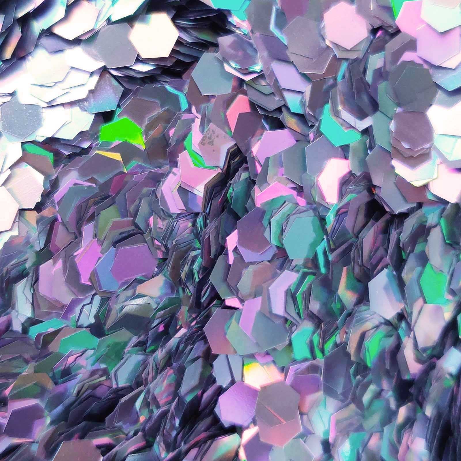Glitter Elements - Holographic Silver - 4mm Hex