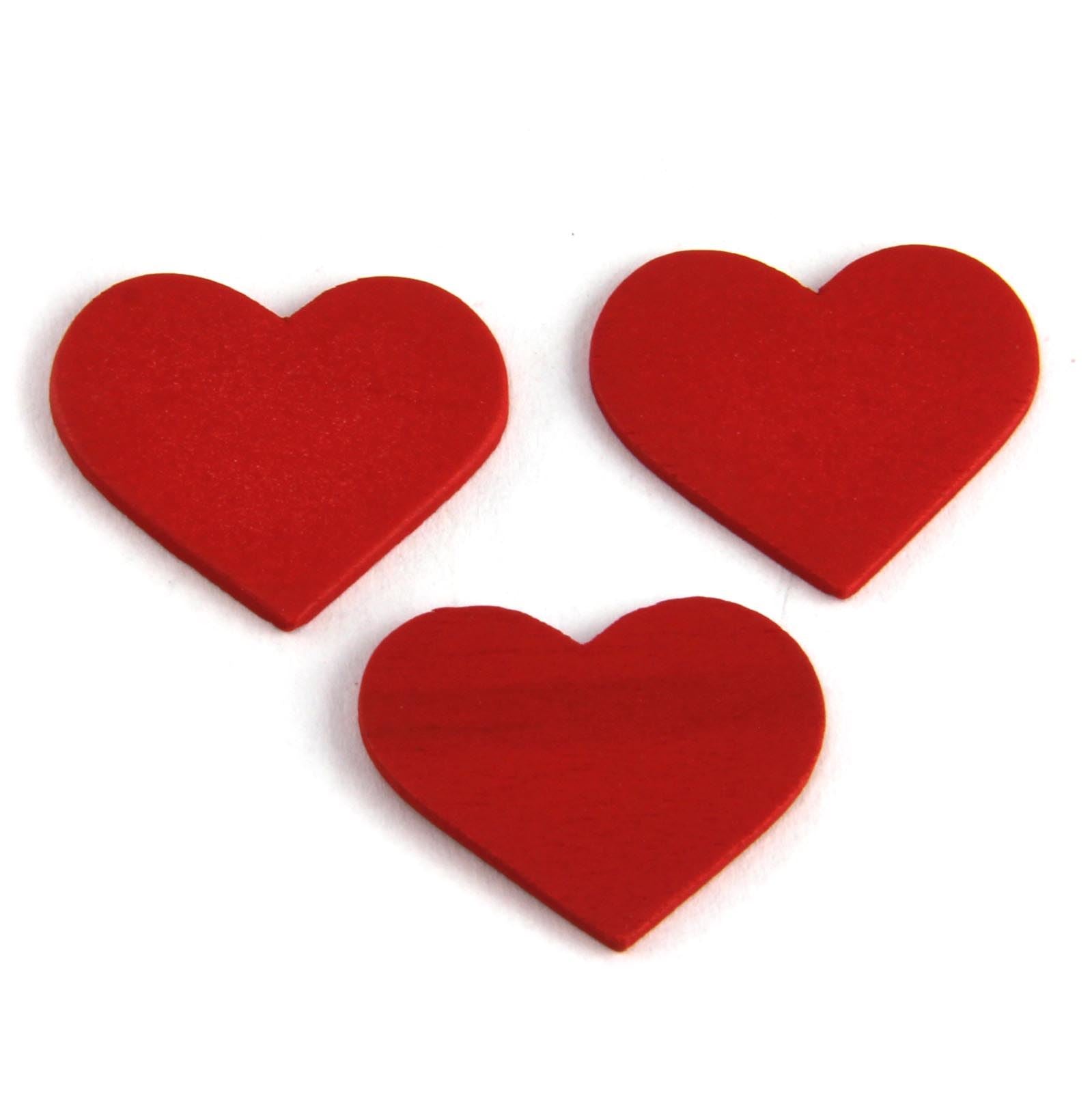 30mm Wooden Red Heart Embellishments