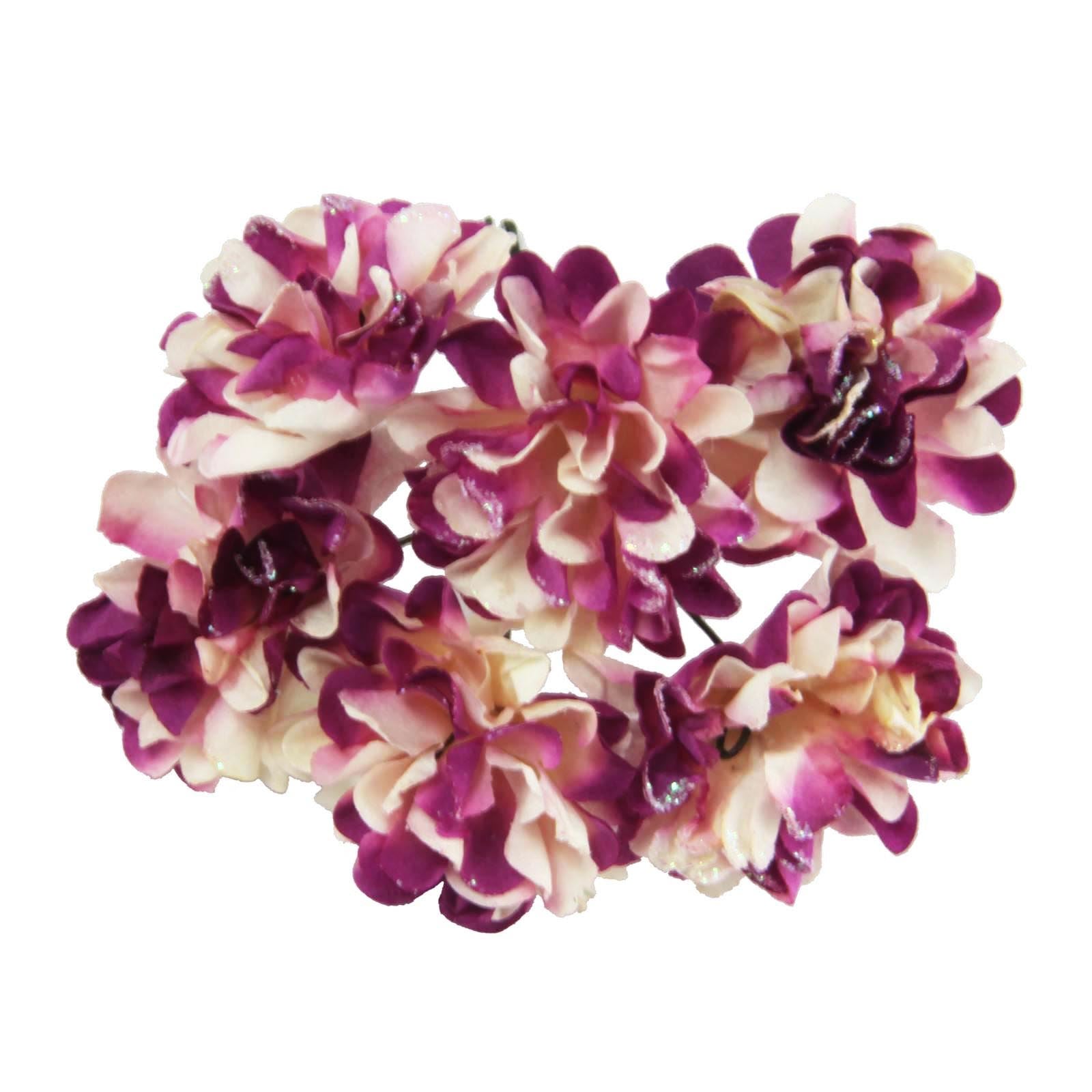 2x Bunches of Mini Glitter Paper Carnation Flowers