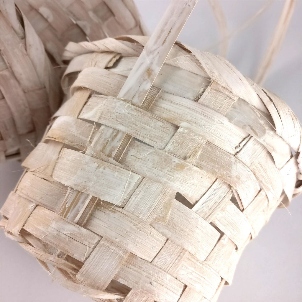 White Painted Tall Handle Wicker Pot Mum Baskets