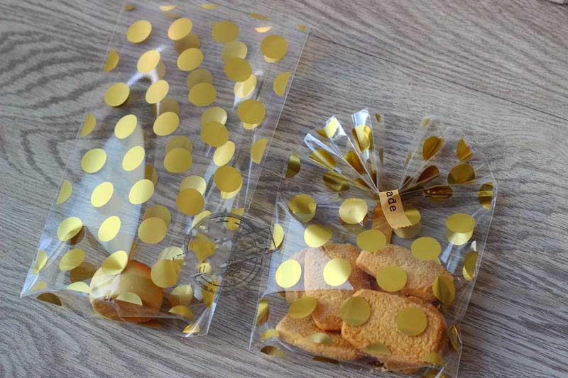 Gold and Silver Polkadot Clear Bags