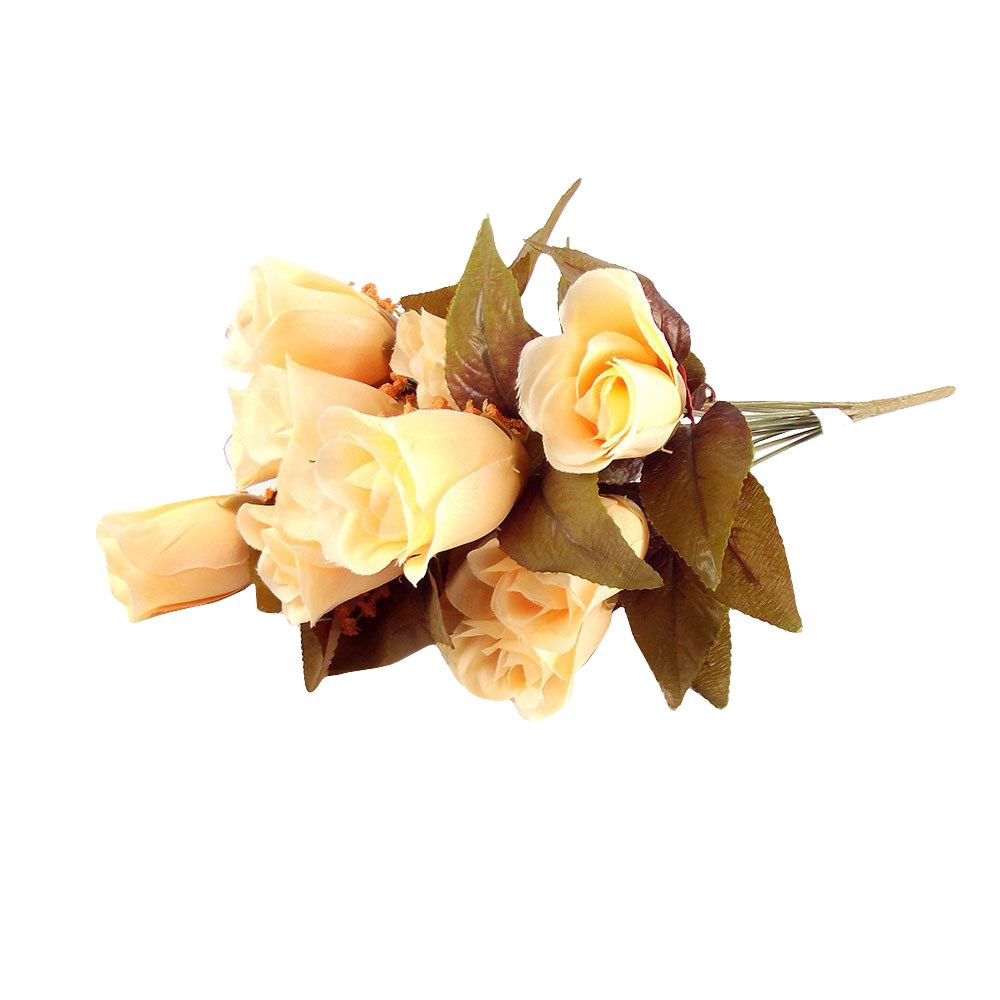 12 Head Silk Rose Bud Bush