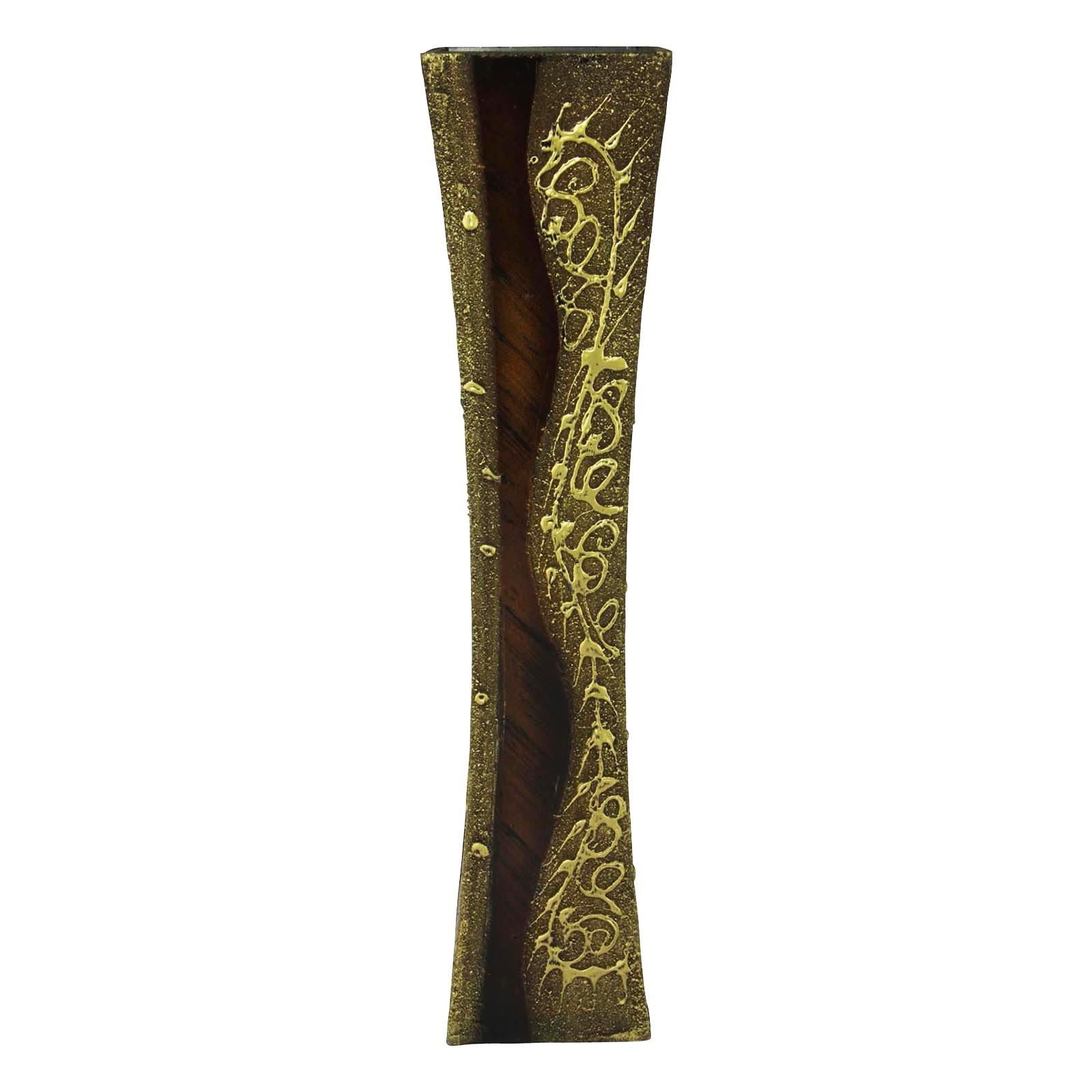 Majestic Wooden Gold and Brown Vase