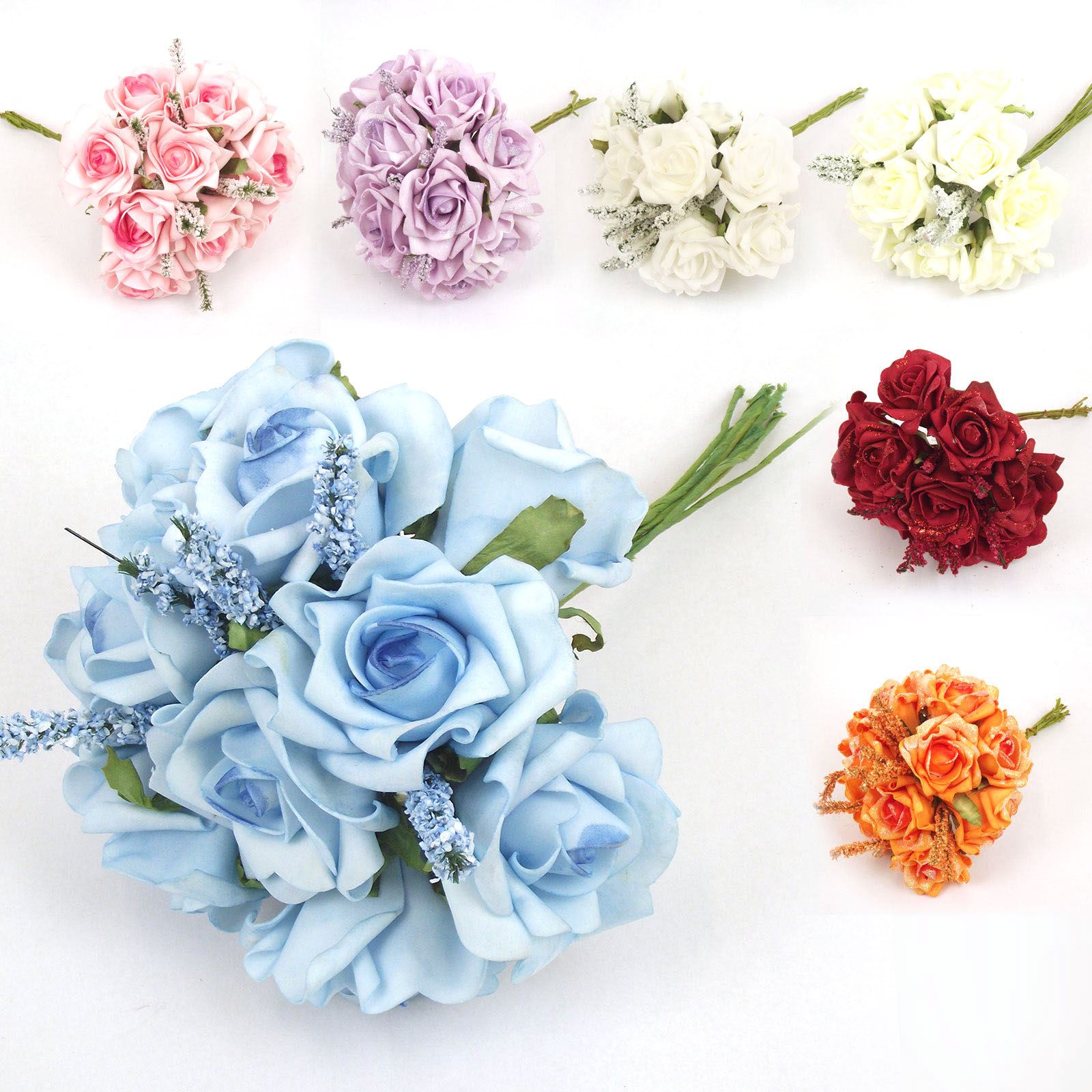 10 Foam Roses With or Without Glitter