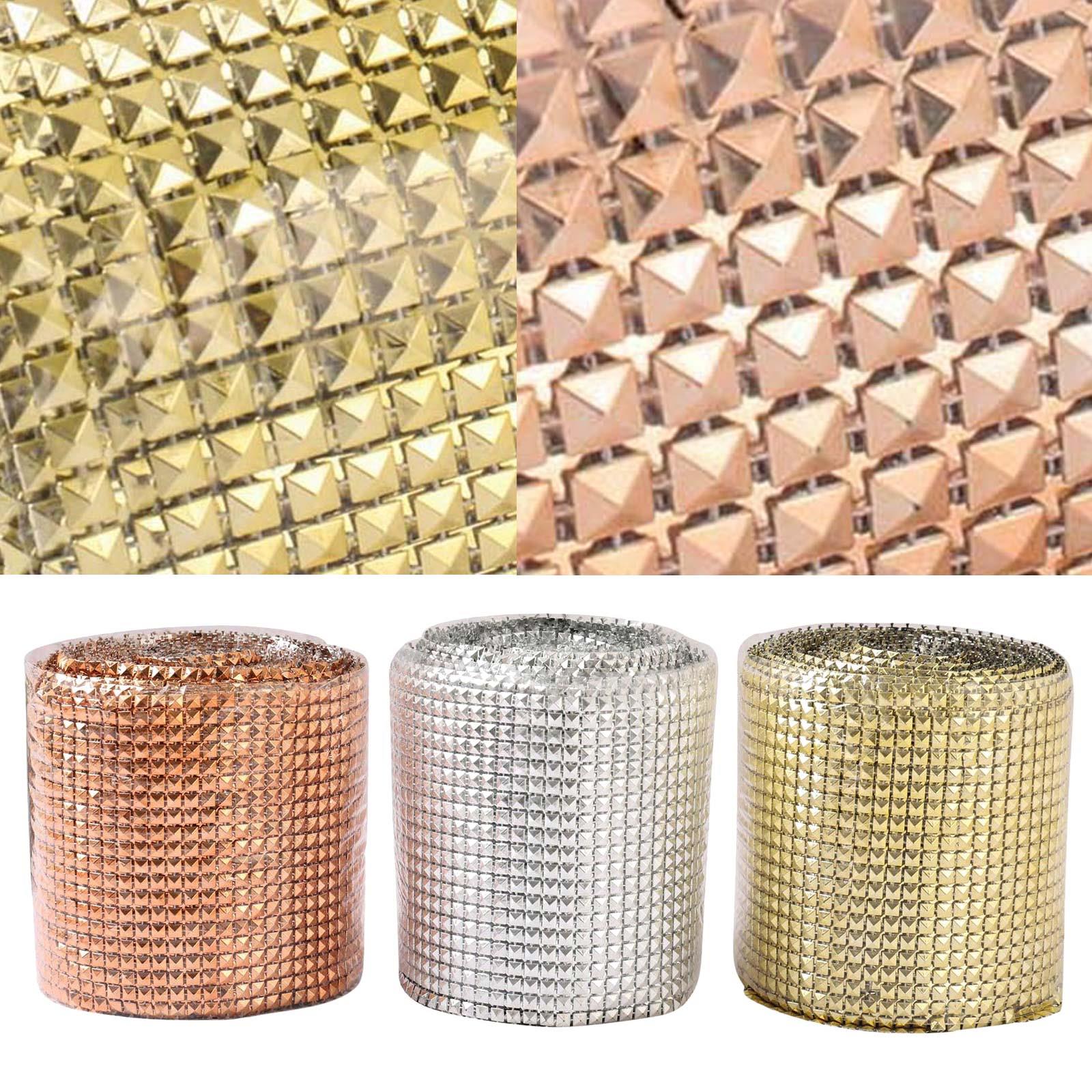 24 Row Metallic Stud Diamante Mesh