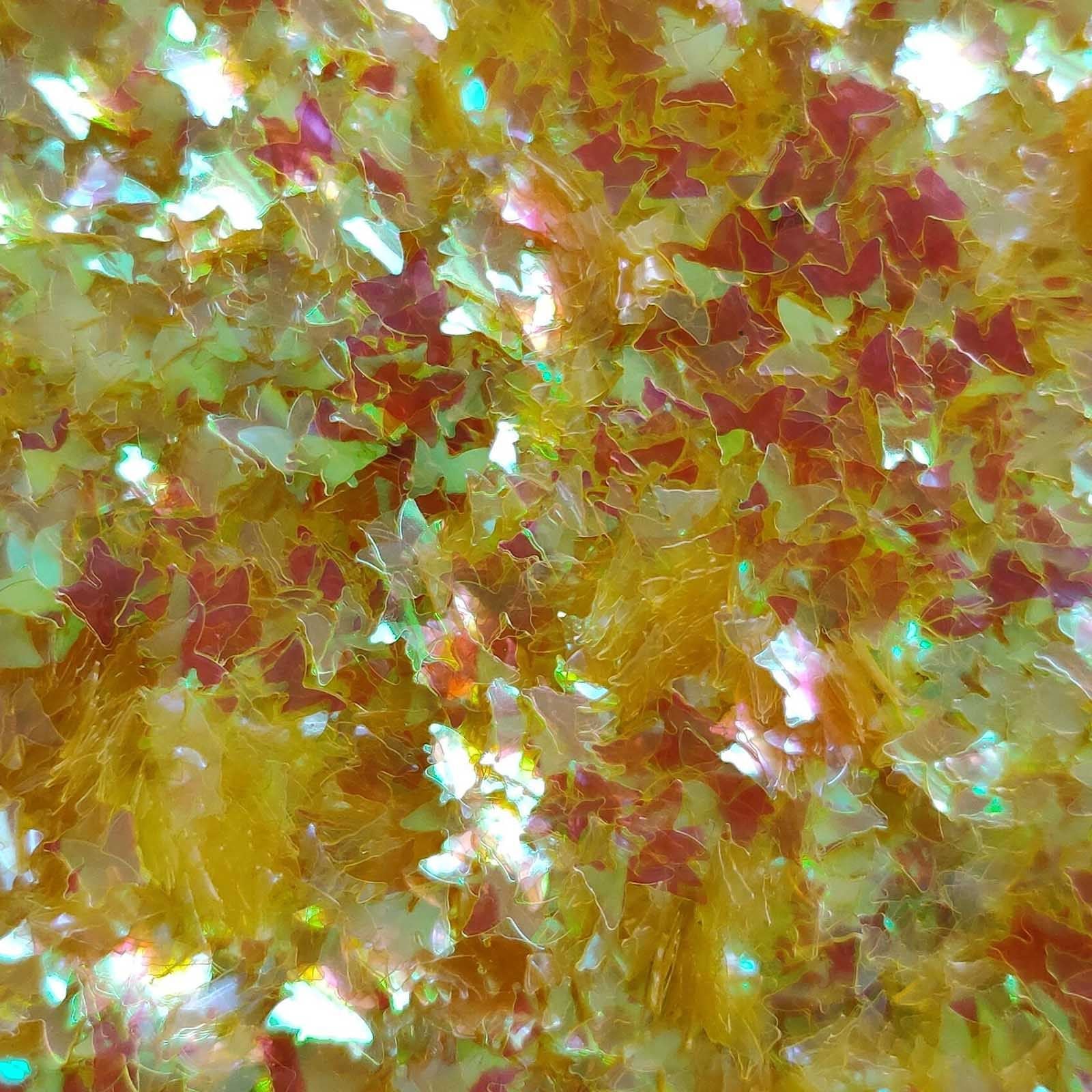 Glitter Elements - Iridescent Mustard - 3mm Butterfly