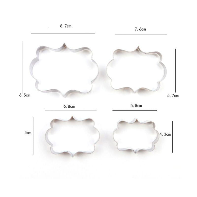 Set of 4 Plaque Frame Stainless Steel Cookie Cutters