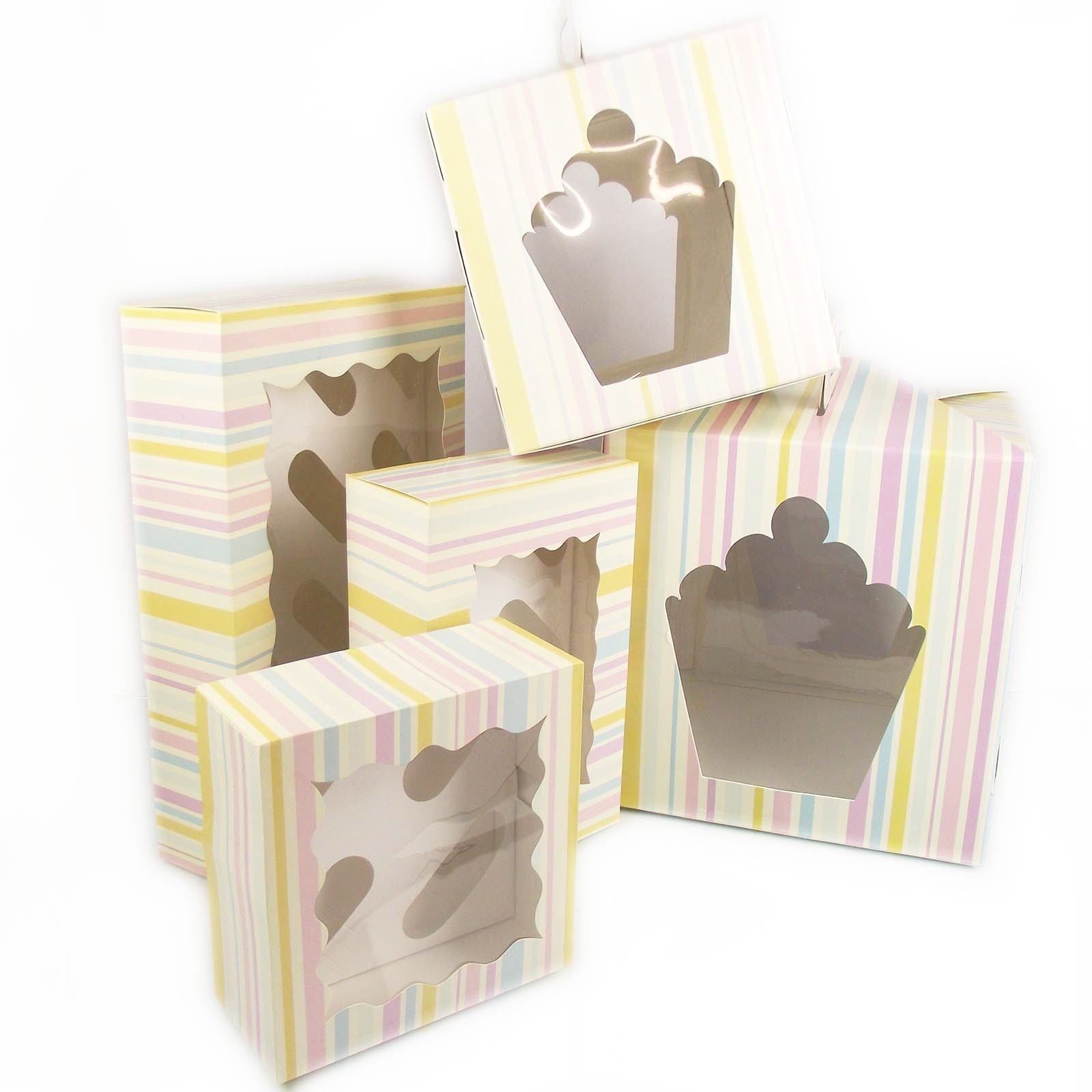 Candy Striped Cupcake Boxes! 7.5cm High! 4, 6 or 12 Cake