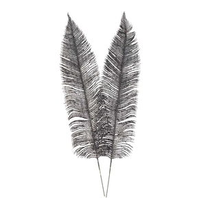 2x Large Heavy Glittered Spiky Feather Leaf