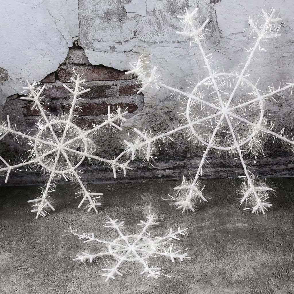 Set of Three Hanging Iridescent Snowflake Garland
