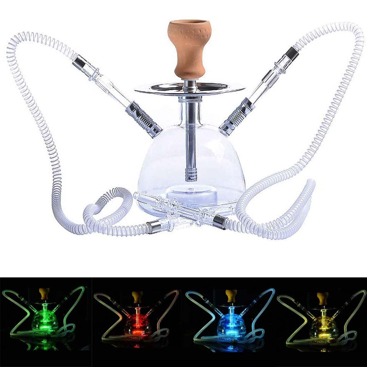 Premium Acrylic 2 Hose Hookah - Unbreakable Double Pipe Party Shisha Set