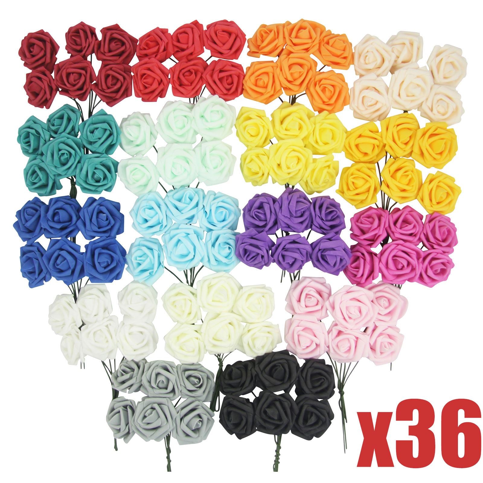 Colourfast Foam Roses - 6 Bunches - Regular