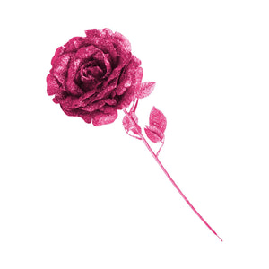 Heavy Glittered Large Single Rose