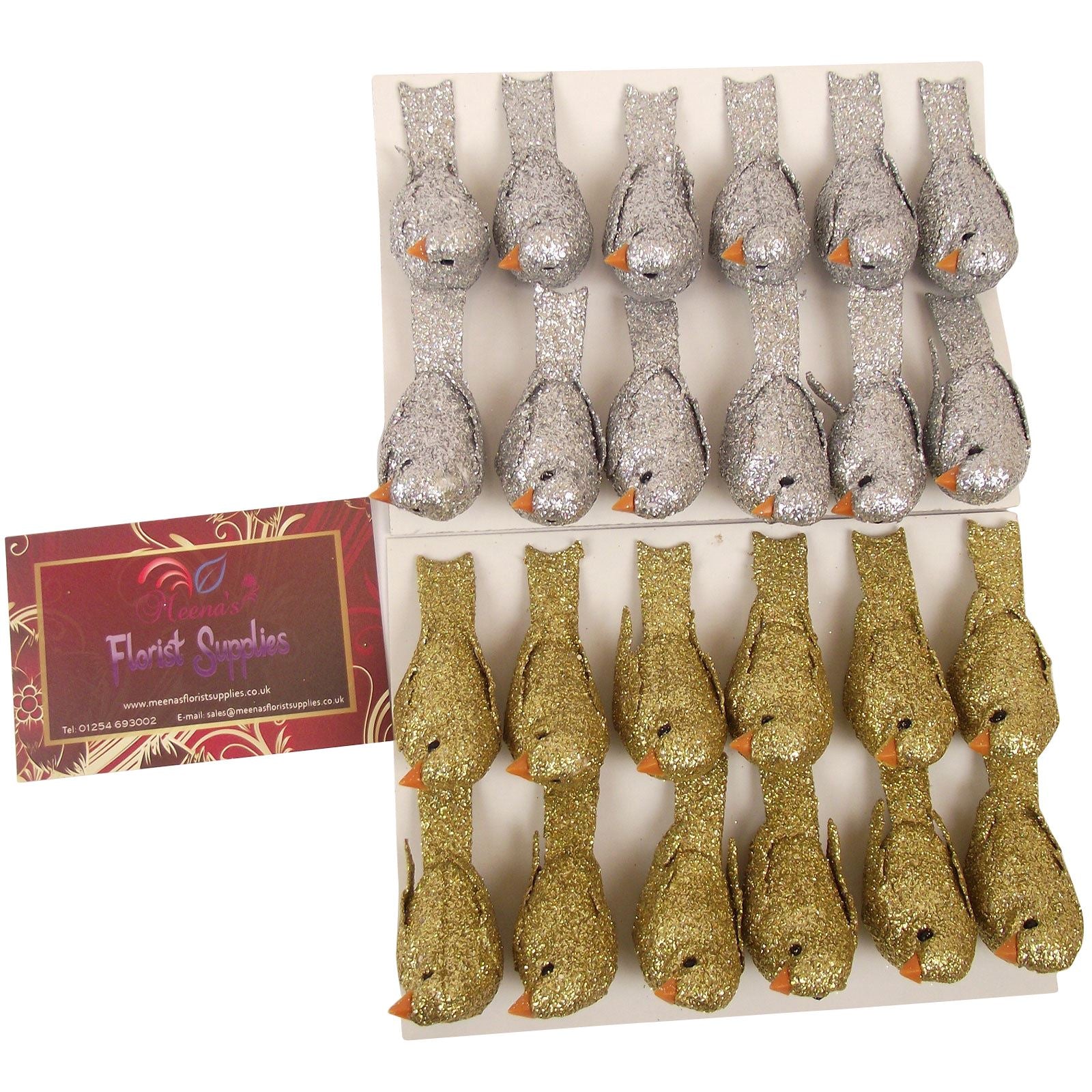 12x Glittered Canarie Birds