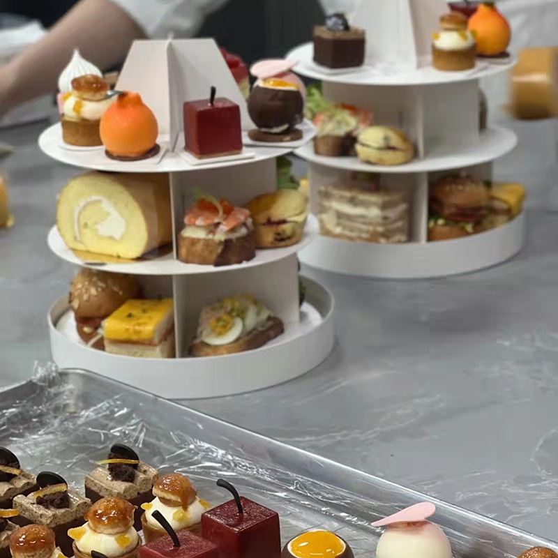 Title 1: High-grade French Mousse Three-layer Dessert Display Packing Box, Afternoon Tea Dessert Table Cake Pastry Box