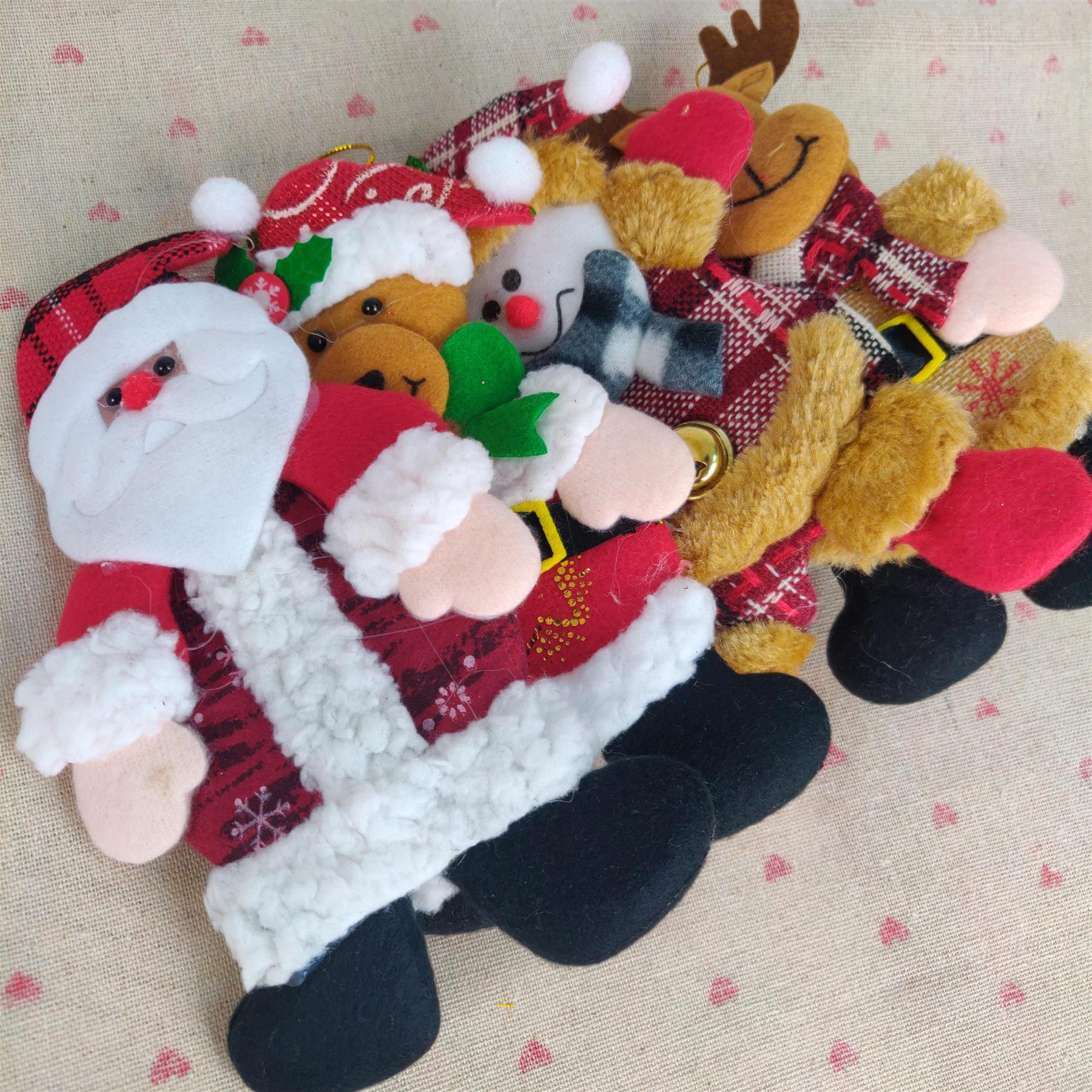 4x Felt Hanging Xmas Character Decorations
