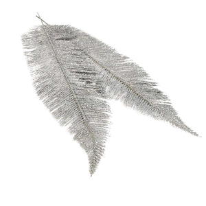 2x Large Heavy Glittered Spiky Feather Leaf