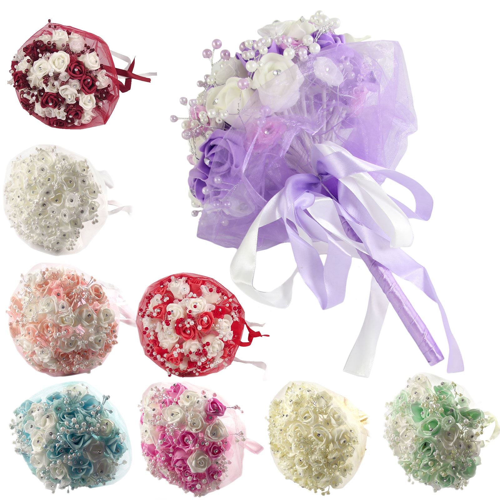 Rosebud, Diamante and Pearl Bridal Bouquet