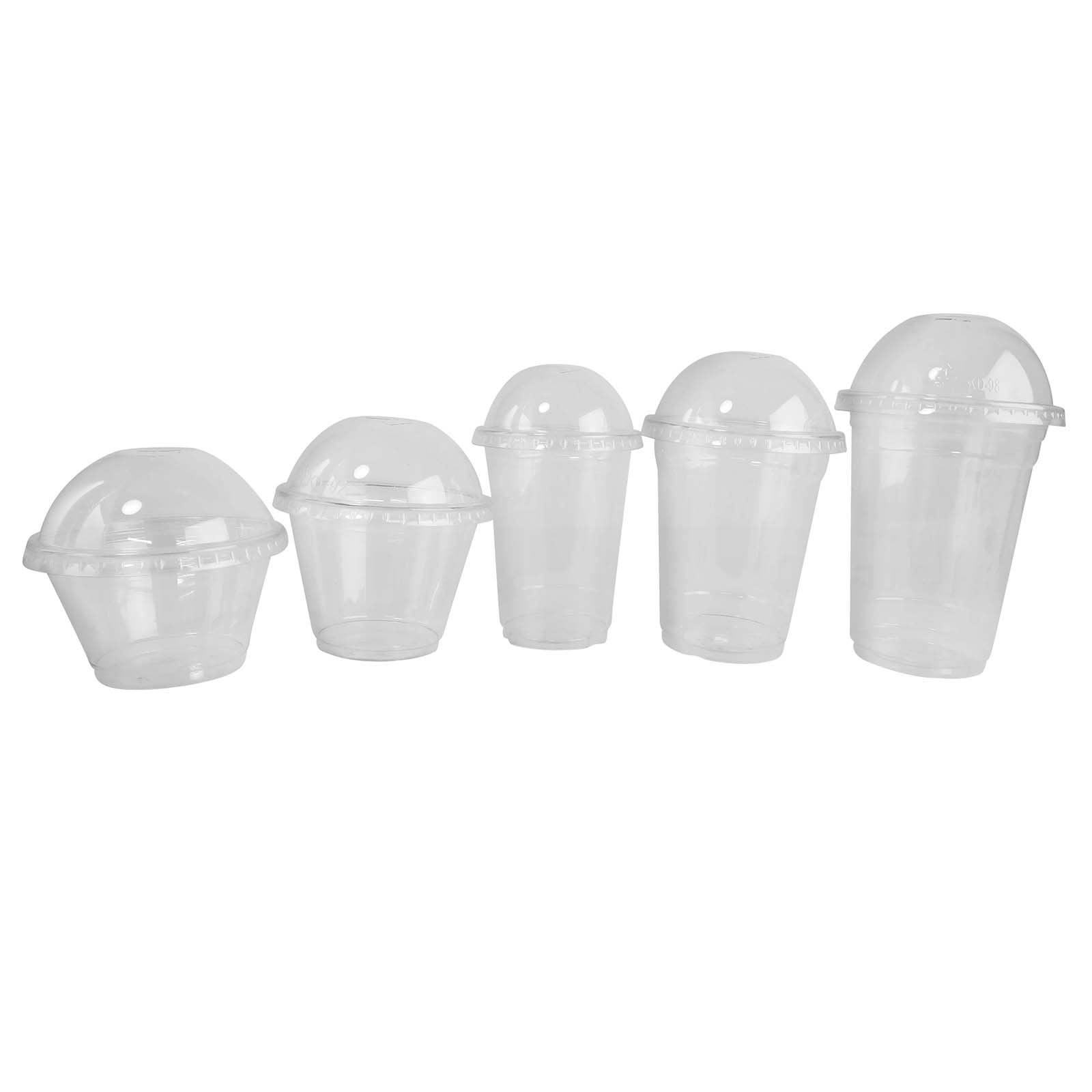 Disposable Clear Milkshake Cups with Dome Lids