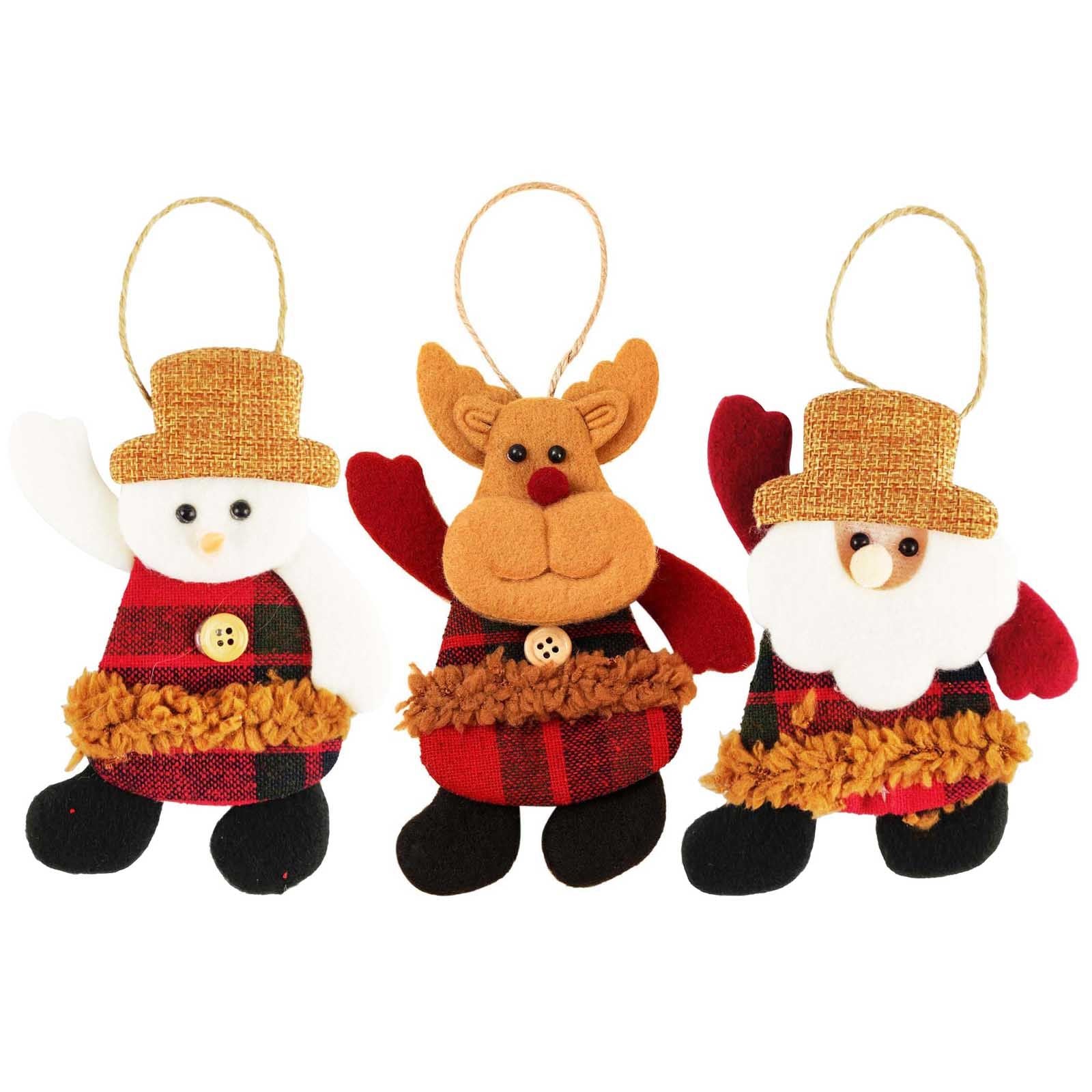 3x Felt Hanging Xmas Character Decorations