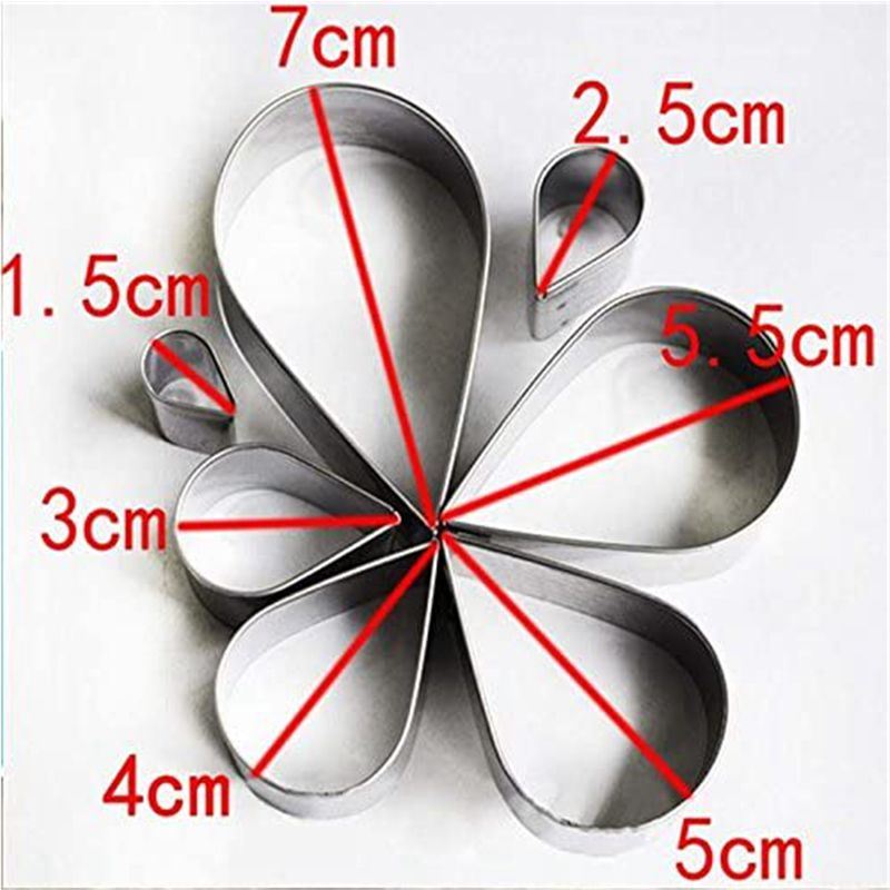 Rose Flower Petal Teardrop Shaped Cookie Cutters