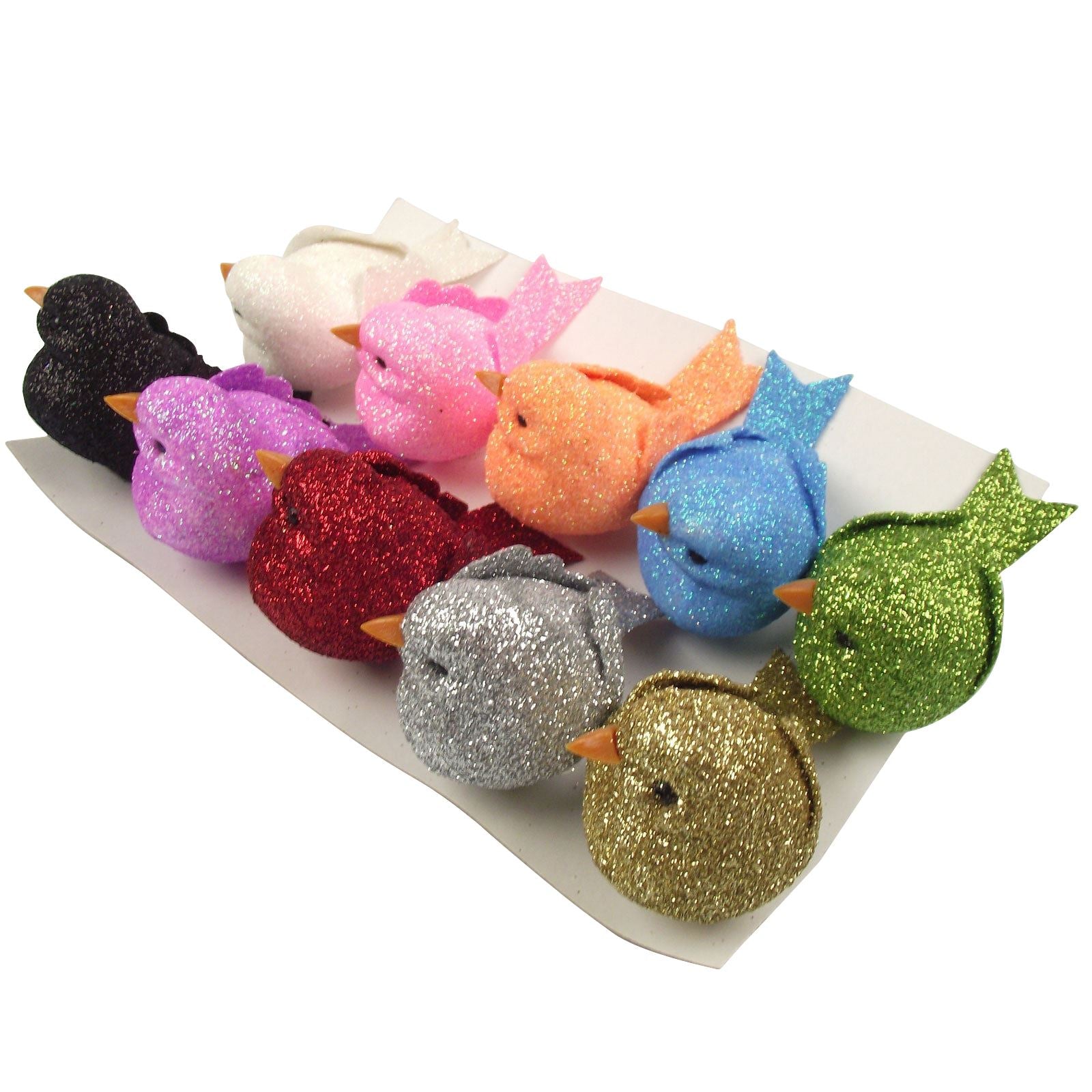 Set of 10 Glitter Fat Robins
