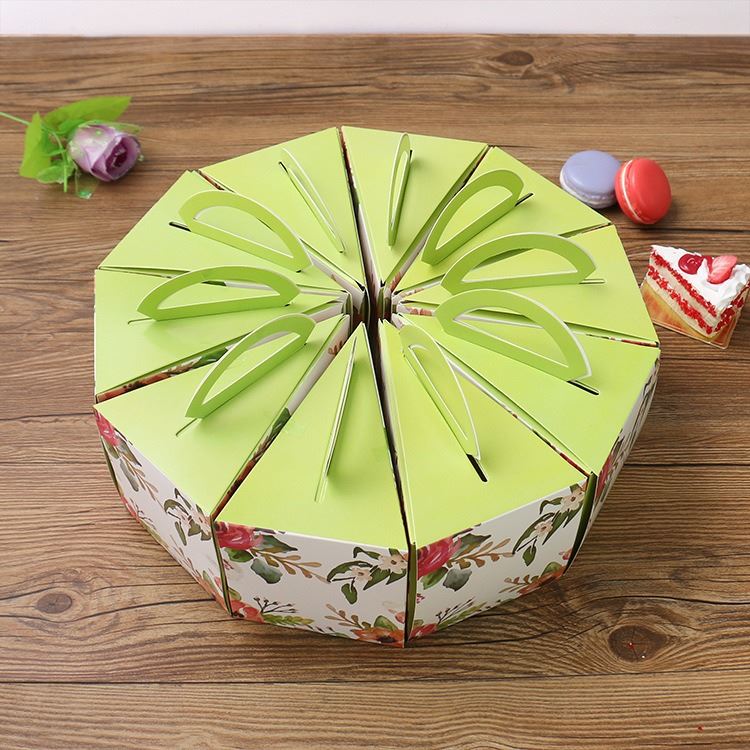 10x Large Floral Printed Triangular Cake Slice Boxes