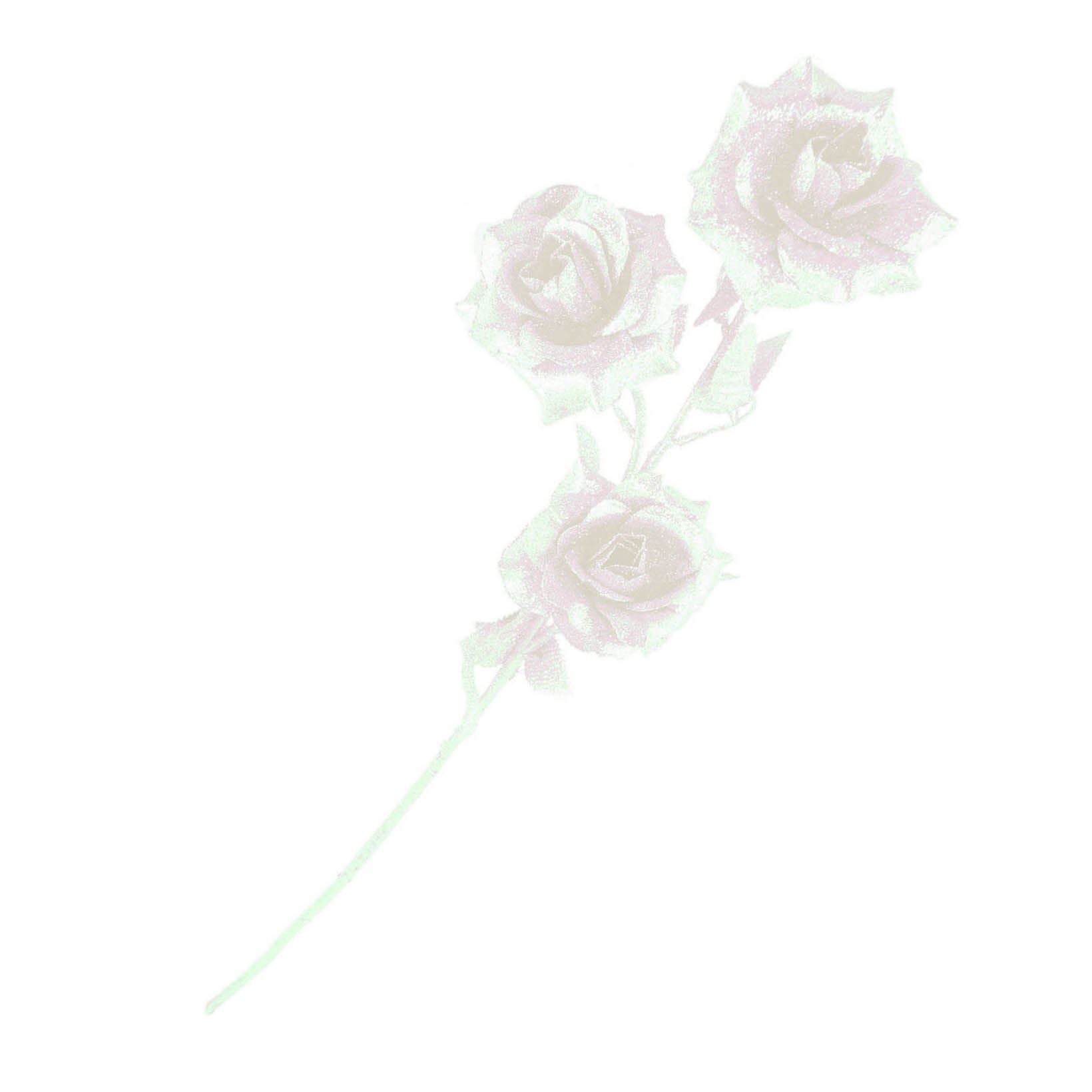Heavy Glittered 3 Head Rose Spray