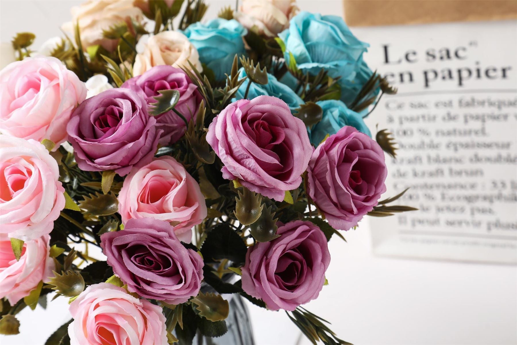 Bunch of 6 Small Vintage Artificial Peonies