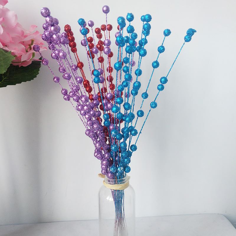 Gold Silver Glittered Berry Flower Bunches