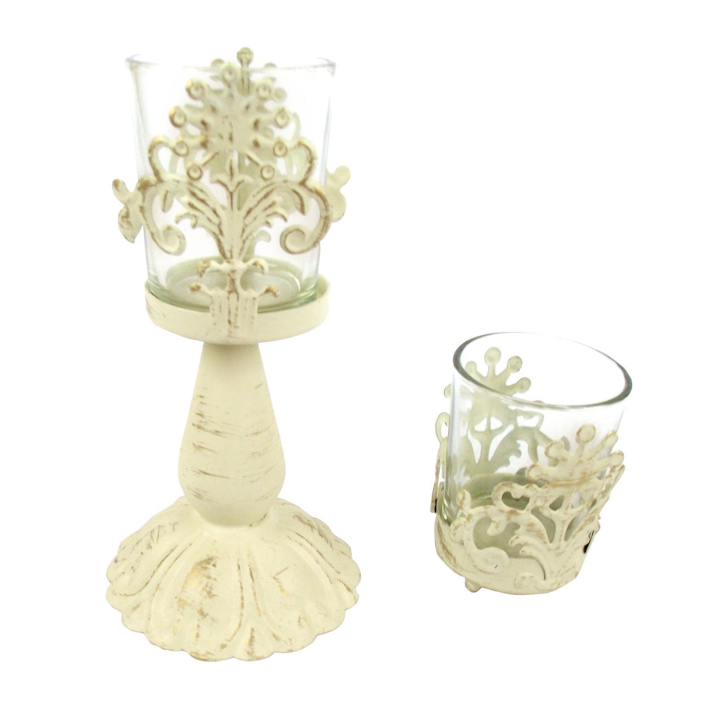 Shabby Chic Ivory Tealight Holders