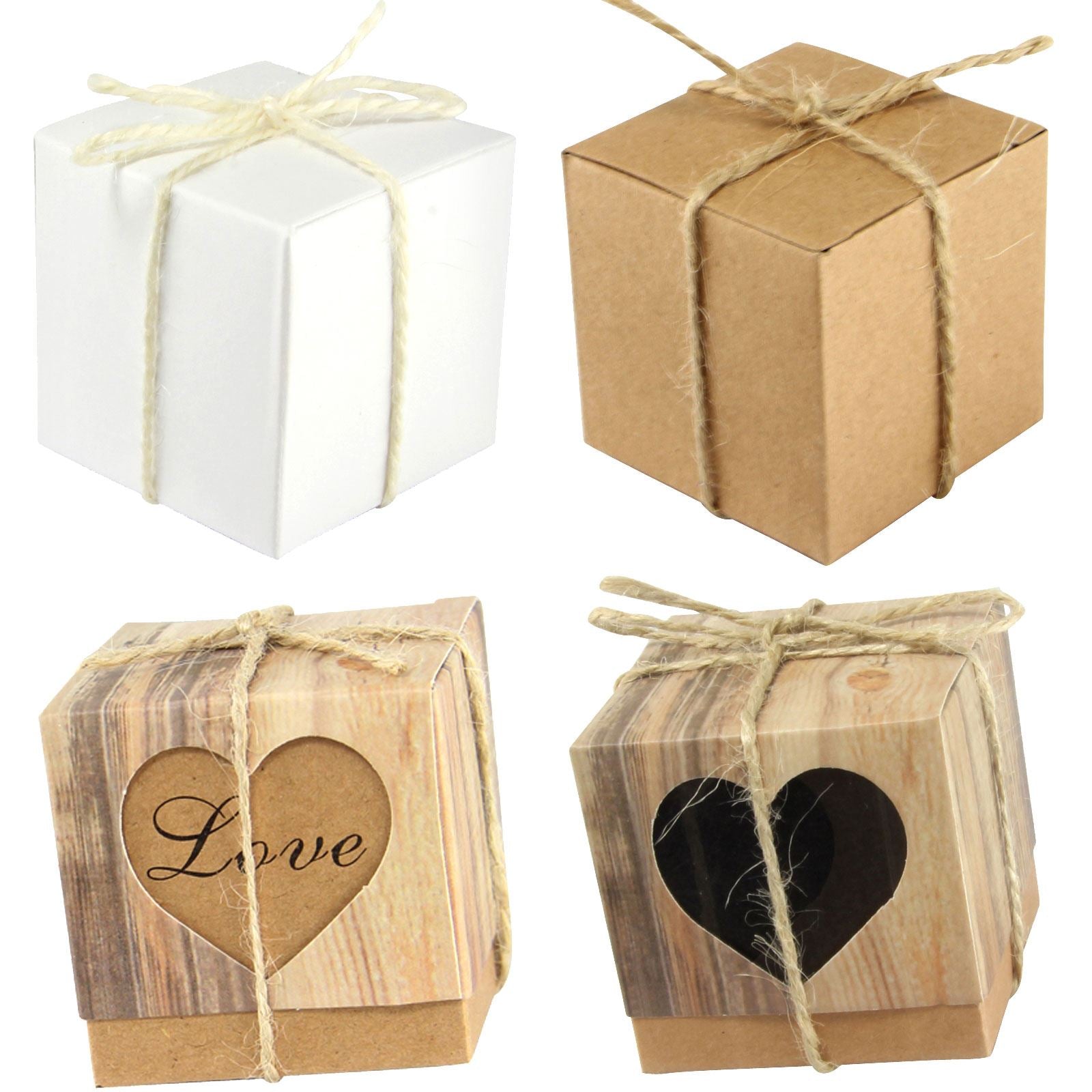 Vintage Cube Favour Boxes with Rope