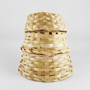Set of Three Flat Tray Round Baskets